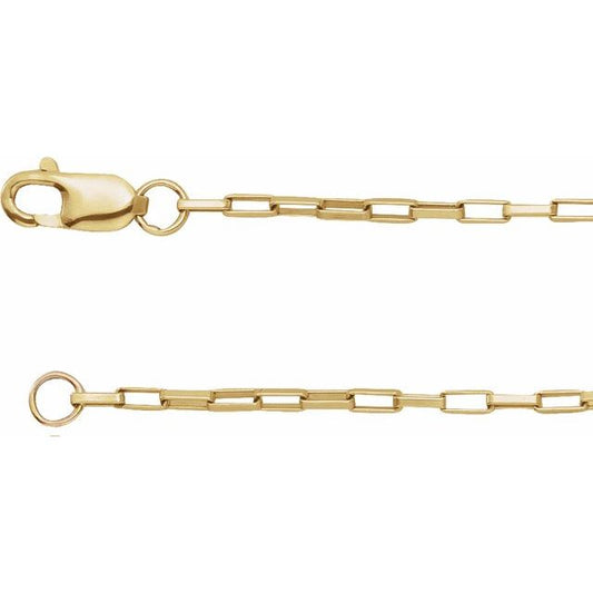 14K Yellow 1.2 mm Elongated Box 16" Chain CH1214102P