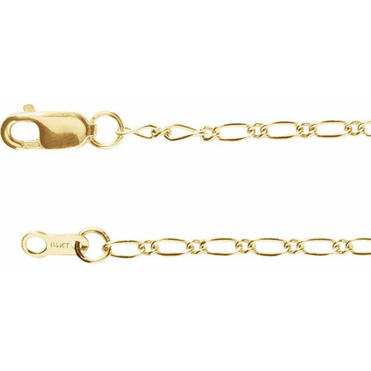 14K Yellow 1.5 mm Figaro 18" Chain CH1219102P
