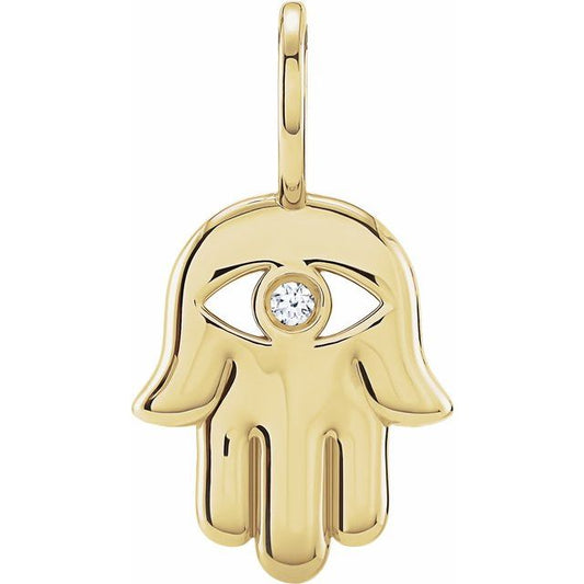 14K Yellow .02 CT Natural Diamond Hamsa Hand Charm/Pendant 88211103P