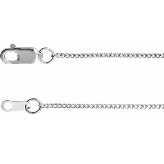 14K White 1 mm Diamond-Cut Curb 18" Chain CH1222606P
