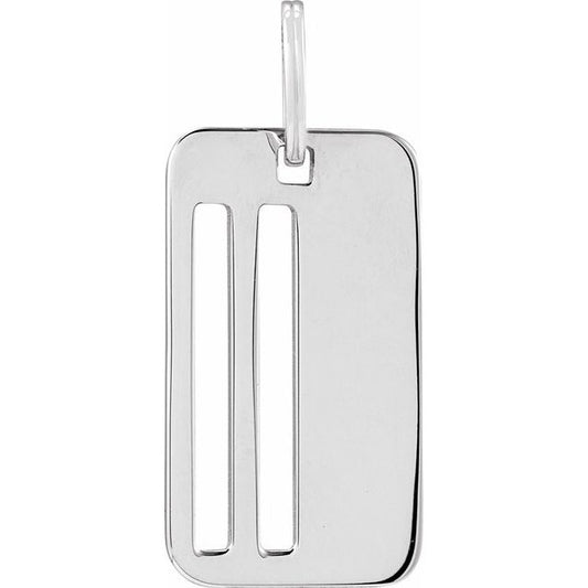 14K White Engravable Dog Tag 88414100P