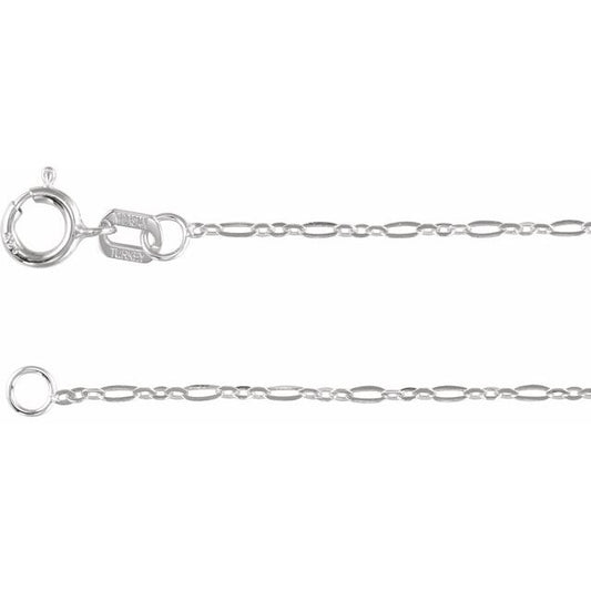 14K White 1.55 mm Figaro 18" Chain CH1232107P