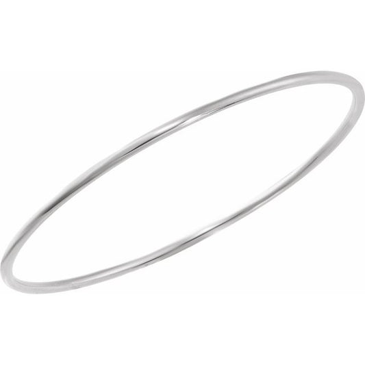 14K White 2 mm Bangle 7 1/2" Bracelet BRC942113P