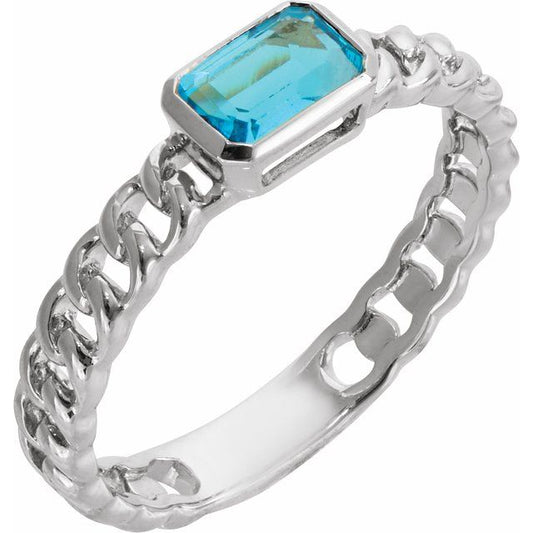 14K White Natural Sky Blue Topaz Ring 689083601P