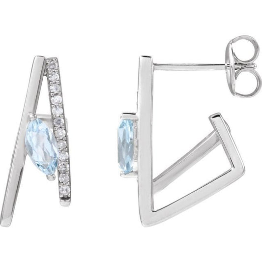 14K White Natural Sky Blue Topaz & 1/8 CTW Natural Diamond Earrings 689081601P