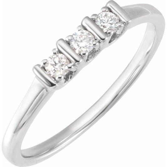 14K White 1/6 CTW Natural Diamond Three-Stone Ring 689080602P