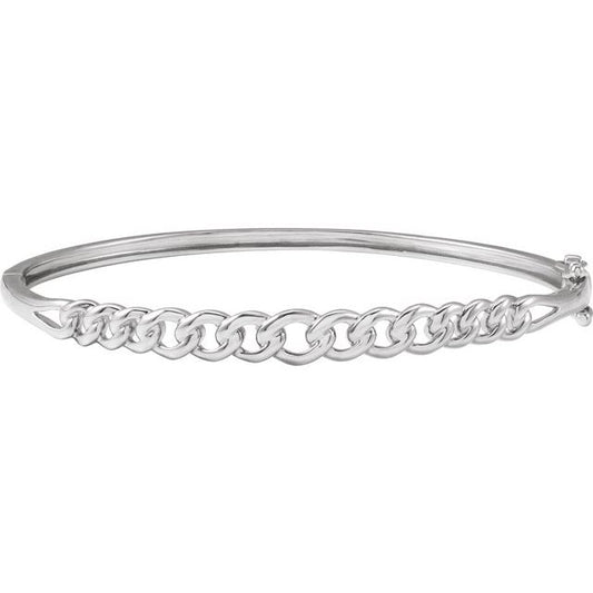 14K White 5.8 mm Chain Link Bangle 7" Bracelet