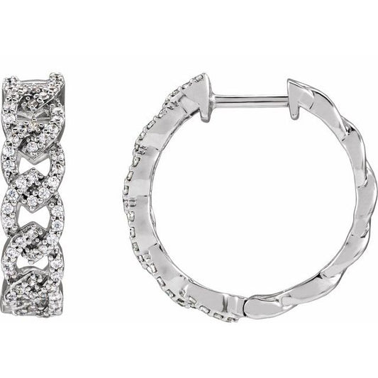 14K White 1/2 CTW Lab-Grown Diamond Hoop Earrings 689044LG601P