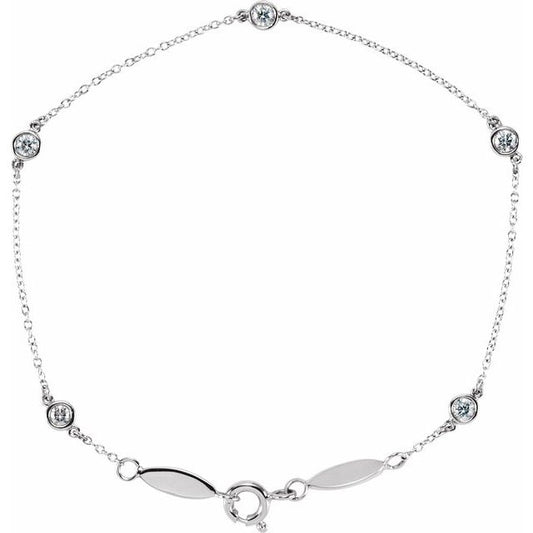 14K White 1/3 CTW Lab-Grown Diamond Bezel-Set Station 7" Bracelet 651577LG601P