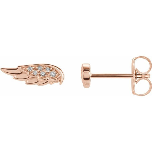 14K Rose .03 CTW Natural Diamond Angel Wing Earrings 86909602P