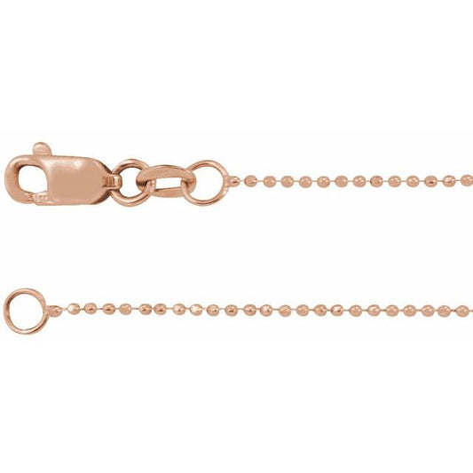 14K Rose 1 mm Diamond-Cut Bead 18" Chain CH1093615P
