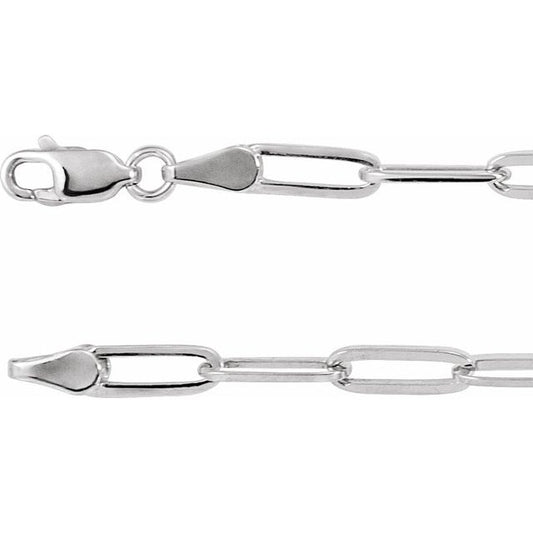 14K White 3.85 mm Paperclip-Style 18" Chain CH1095606P