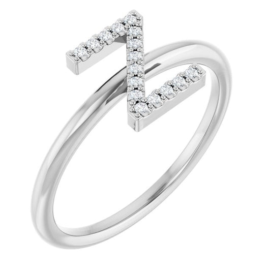 14K White .06 CTW Natural Diamond Initial Z Ring 1238346125P