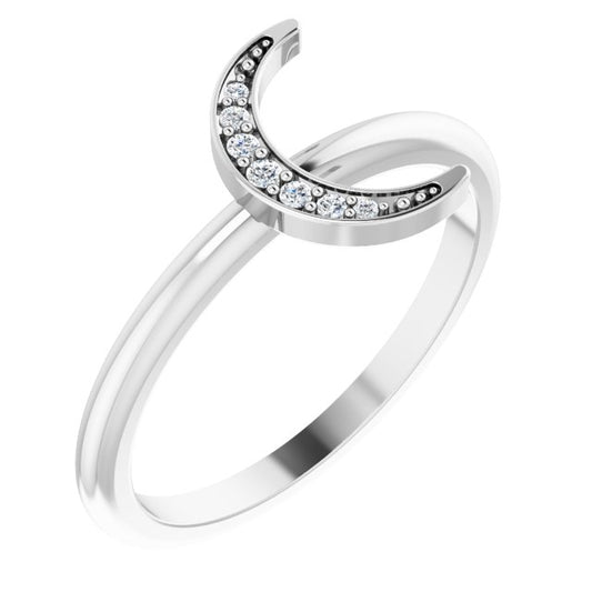14K White .04 CTW Natural Diamond Stackable Crescent Ring 123924600P