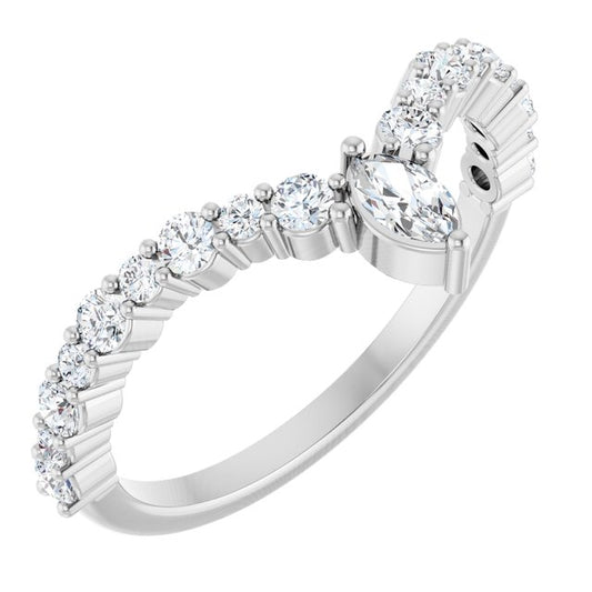 14K White 1/2 CTW Natural Diamond V Ring
