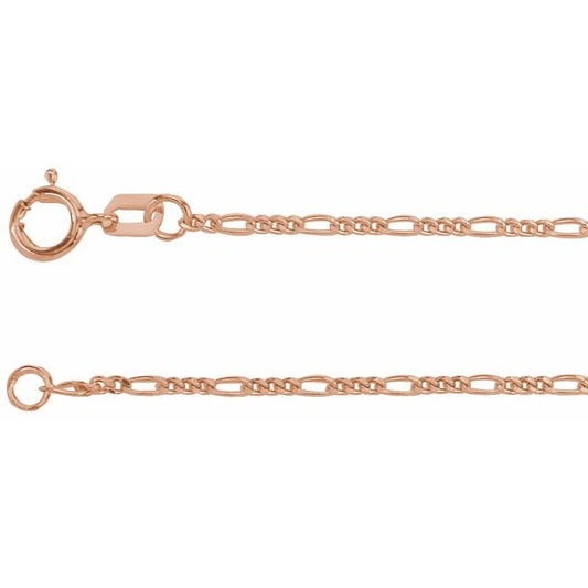 14K Rose 1.28 mm Figaro 18" Chain CH1098612P