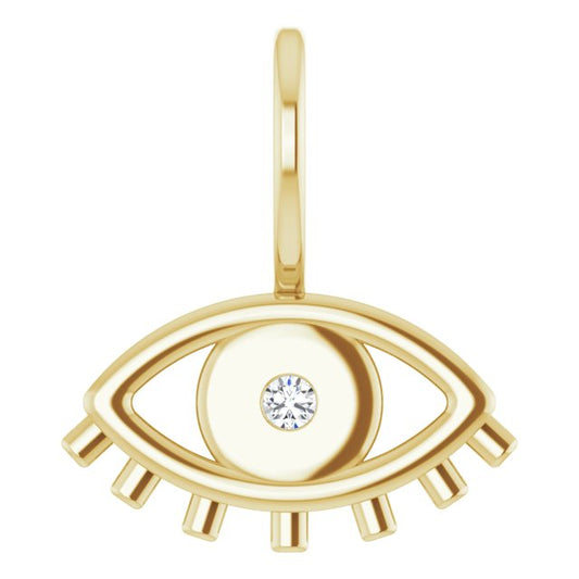 14K Yellow .02 CT Natural Diamond Evil Eye Charm/Pendant 88005109P