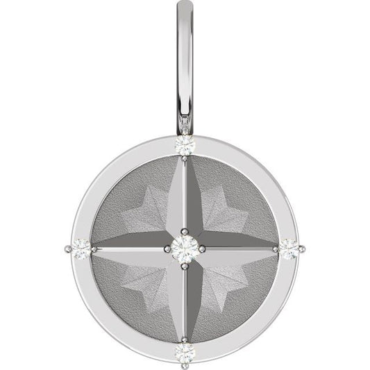 14K White .03 CTW Natural Diamond Compass Charm/Pendant 88007105P