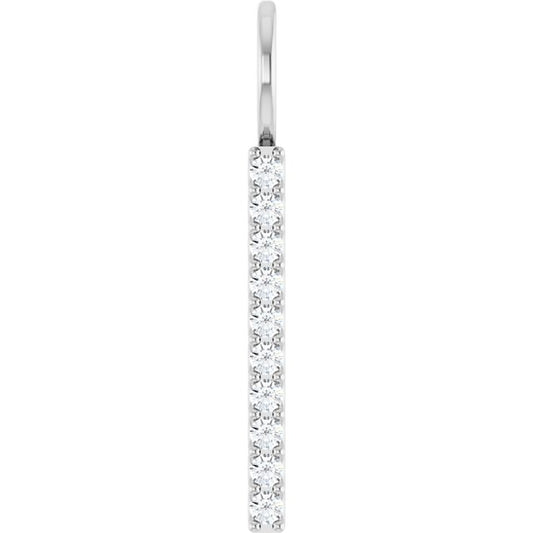 14K White 1/6 CTW Lab-Grown Diamond Vertical Bar Pendant