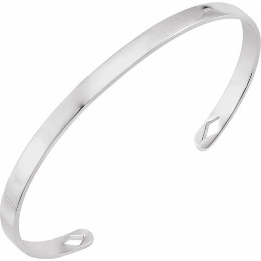 14K White Engravable Diamond Pierced Cuff 7" Bracelet BRC892101P
