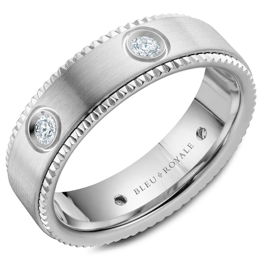 Bleu Royale Milgrain Wedding Band RYL-030
