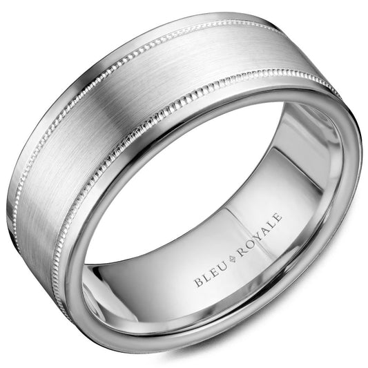 Bleu Royale Milgrain Wedding Band RYL-038