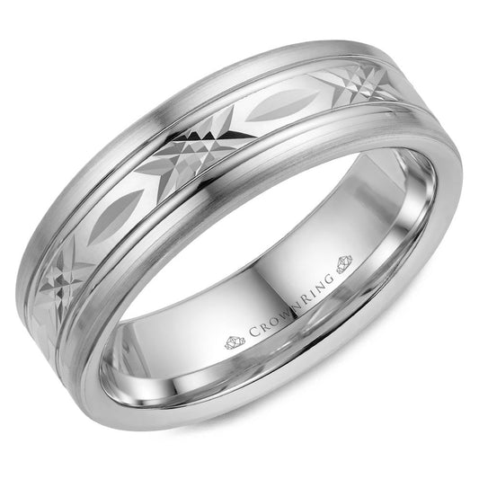 Carved Contemporary Wedding Band WB-026C