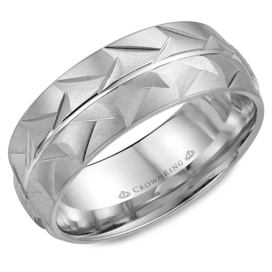 Carved Contemporary Wedding Band WB-7916