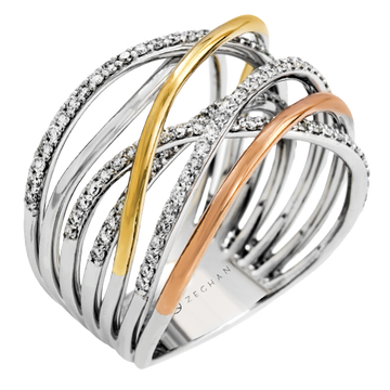 Ladies Tri-Color Fashion Ring ZR1291