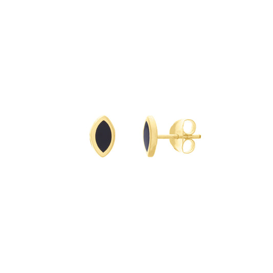 Black Enamel Marquise Stud Earrings