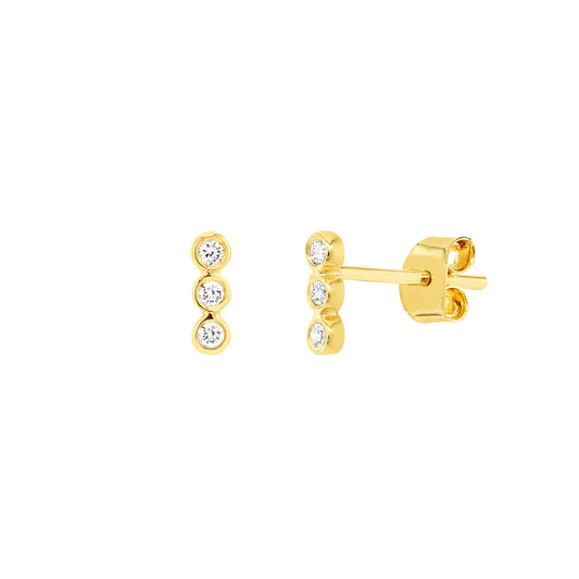 1/15ct Diamond Bezel Trio Stud Earrings