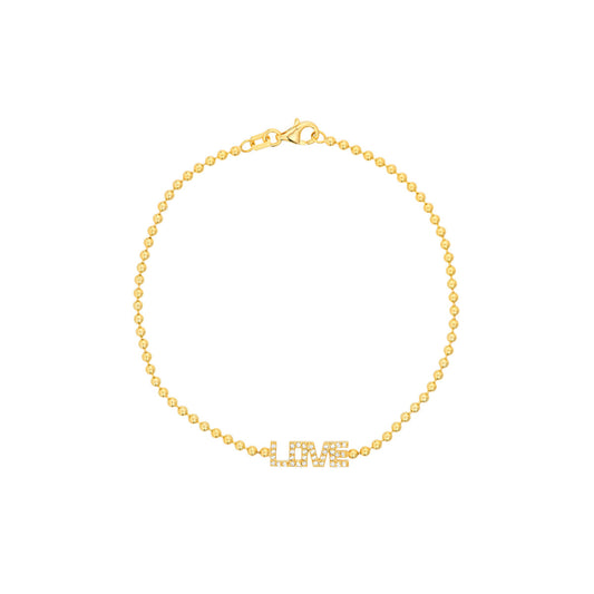 1/6tcw Diamond Love Station on Bead Chain Bracelet