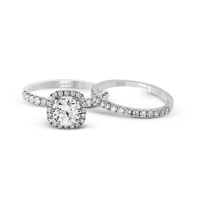 Halo Ladies Engagement Ring MR2132 WHITE 18K SET