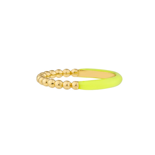 1/2 Beaded 1/2 Neon Yellow Enamel Ring