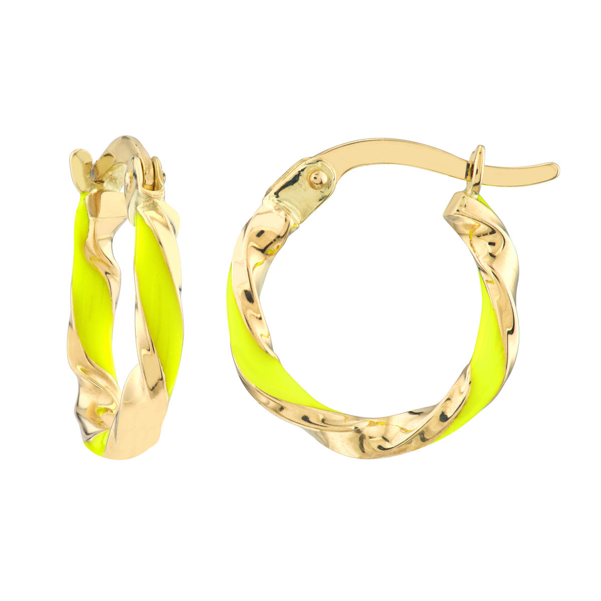 Medium Neon Yellow Enamel Round Twist Hoops – Oscar's Design Jewelry