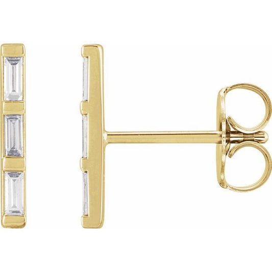 14K Yellow 1/8 CTW Natural Diamond Bar Earrings 88142103P