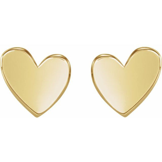 14K Yellow 6 mm Asymmetrical Heart Earrings 88158117P