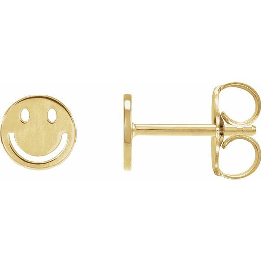 14K Yellow 6 mm Smiley Face Earrings 88160104P