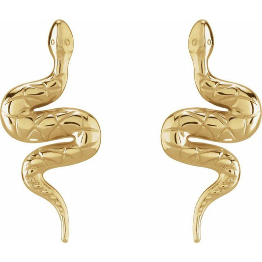 14K Yellow Pair Snake Friction Back Earring 88169105P