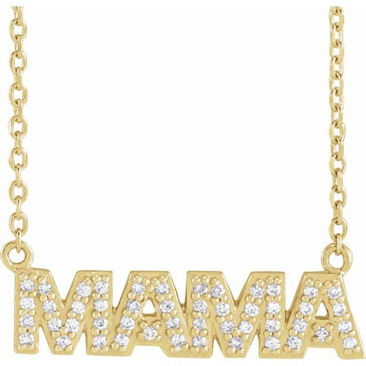 14K Yellow 1/10 Natural Diamond "Mama" 18" Necklace 88209120P
