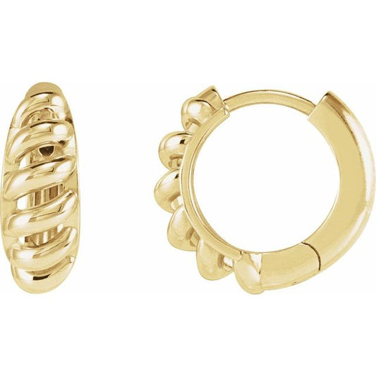 14K Yellow Rope Dome 15.3 mm Hoop Earrings