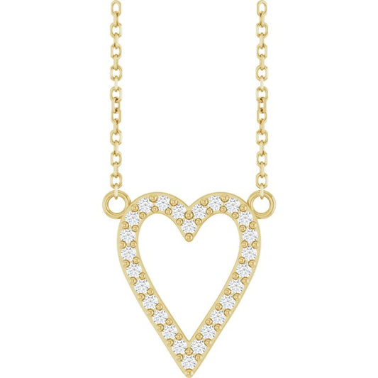 14K Yellow 1/6 CTW Natural Diamond Heart 18" Necklace