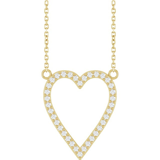 14K Yellow 1/4 CTW Natural Diamond Heart 18" Necklace