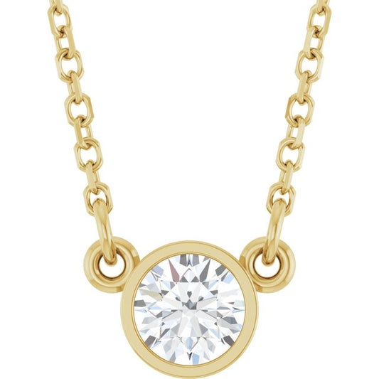 14K Yellow 1/4 CT Natural Diamond Solitarie 18" Necklace 61134209632P