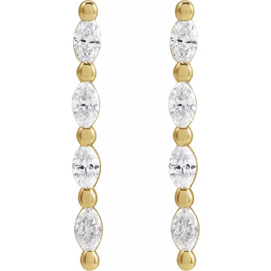 14K Yellow 1/6 CTW Natural Diamond Bar Earring
