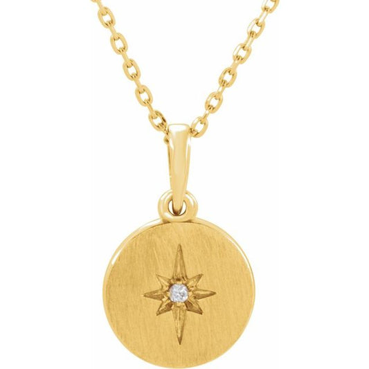 14K Yellow .01 CT Natural Diamond Starburst 16-18" Necklace 86425601P