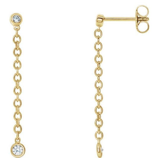 14K Yellow 1/5 CTW Natural Diamond Hinged Hoop Chain Earrings 65346360001P