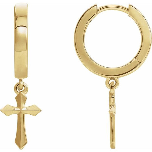 14K Yellow 20.1 mm Cross Hinged Hoop Earrings R17029601P