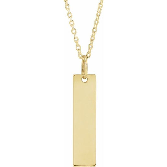 14K Yellow 20x5 mm Engravable Bar 16-18" Necklace