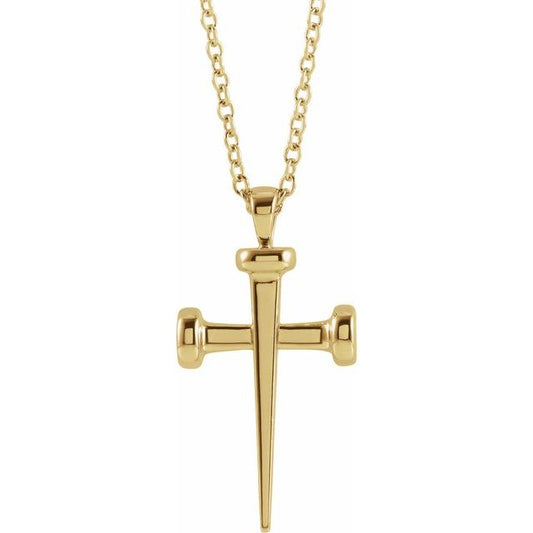 14K Yellow Nail Cross 18" Necklace R42392112P